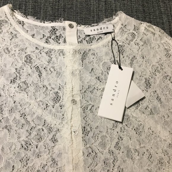 Floral lace long-sleeve top, 38/M, NWT - Picture 3 of 5